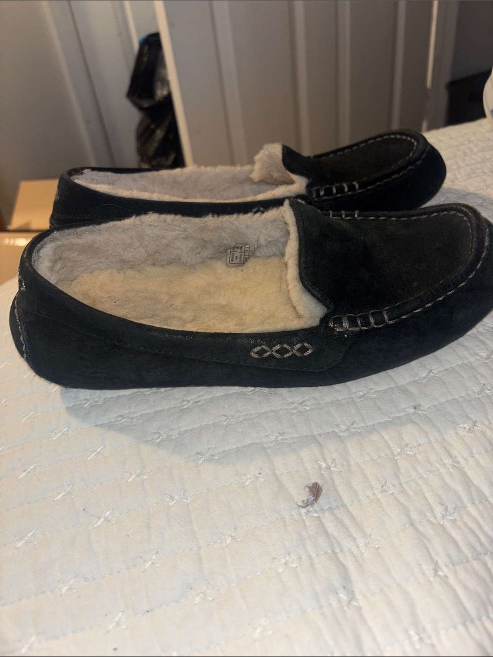 Ansley Water-Resistant Suede Wool Lined Moccasin Slippers